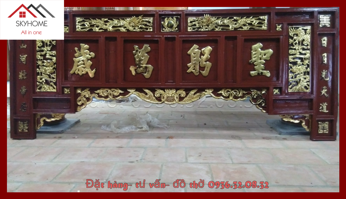 Hoành phi gỗ phòng thờ chữ Thánh cung vạn tuế